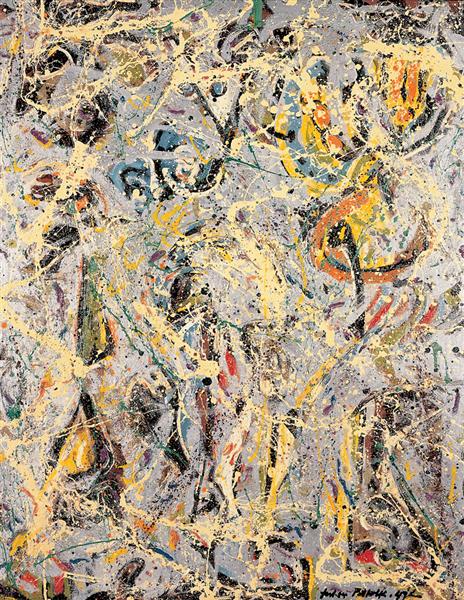 Galaxy peint par Jackson Pollock est une Toile de 86.36 x 110.49 cm. C est du Mixed Media et de l Aluminium. Fait en 1947 ©Wikiart