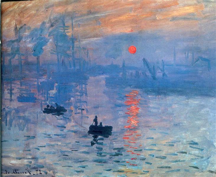 Impression soleil levant de Claude Monet est une Peinture à l'Huile sur Toile de 63 x 48 cm faite en 1873 ©Wikiart