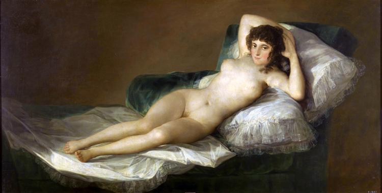 La Maja nue de Fransisco de Goya est une Peinture à l Huile sur Toile de 98 x 191 cm faite en 1800 ©Wiki-art