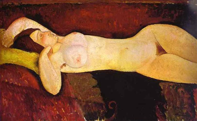 Le grand Nu de Amedeo Modigliani est une Peinture à l Huile sur Toile de 73 x 116 cm faite en 1917 ©Wiki-art