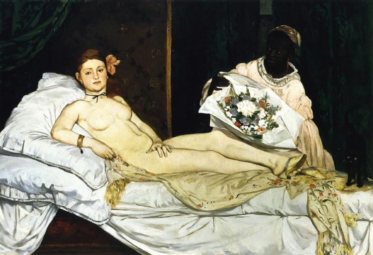 Olympia de Edouard Manet est une Peinture à l Huile sur Toile de 130.5 x 190 cm faite en 1863 ©Wiki-art