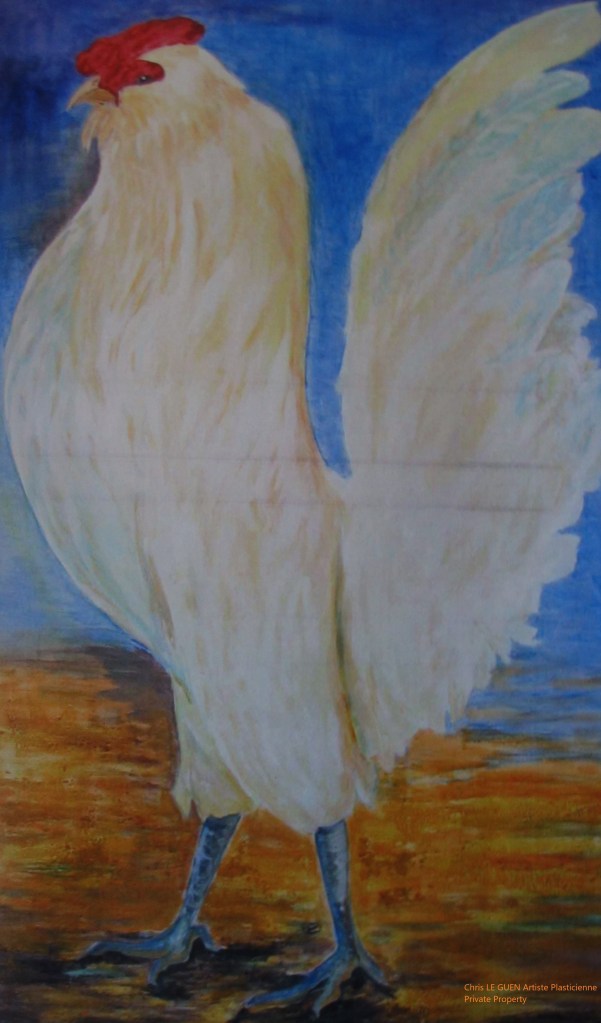 Chris Le Guen Artiste Plasticienne Peintre et Sculptrice a peint Coq N°2