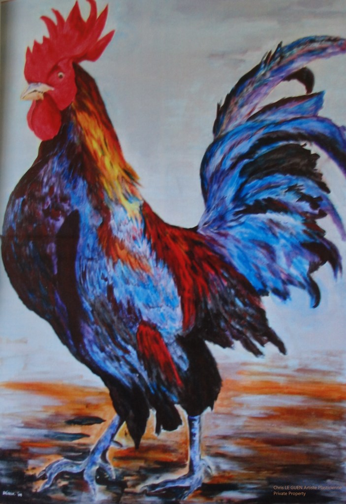 Coq N°5 par Chris Le Guen Artiste Plasticienne Peintre et Sculptrice