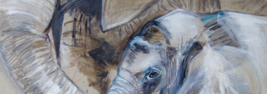 Famille Éléphants a été peint par Chris Le Guen Artiste Plasticienne Peintre et Sculptrice