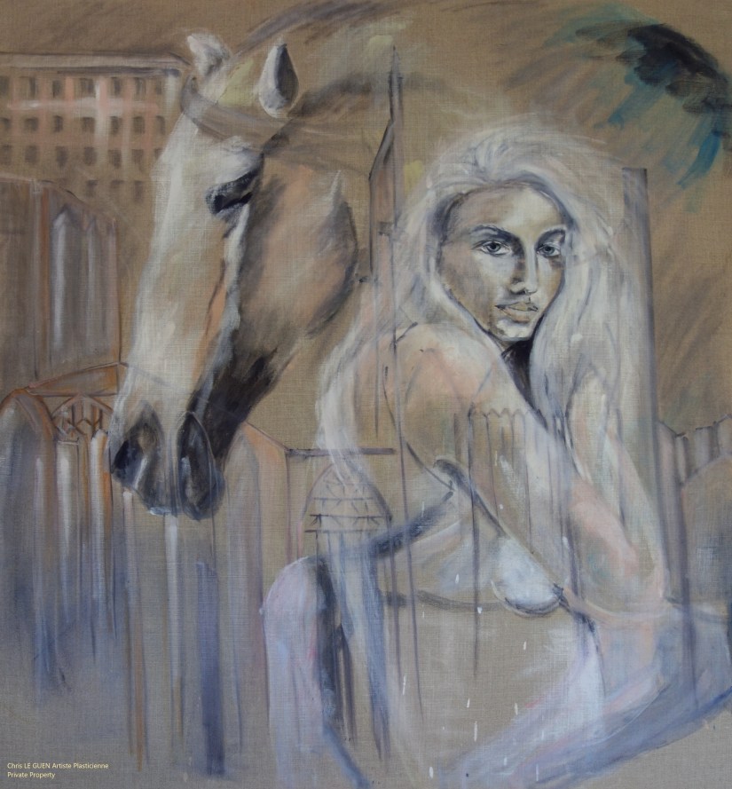 La Légende de Lady Godiva peint par Chris Le Guen Artiste Plasticienne Peintre et Sculptrice