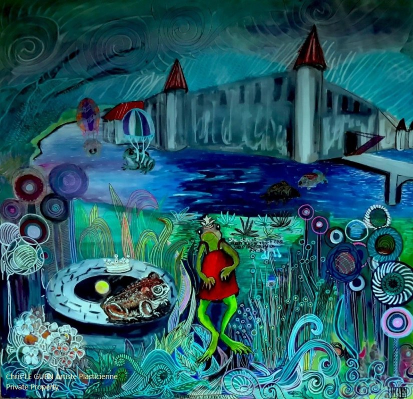 La Princesse et le Crapaud a été peint par Chris Le Guen Artiste Plasticienne Peintre et Sculptrice
