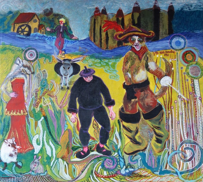 Chris Le Guen Artiste Plasticienne Peintre et Sculptrice a peint Le Chat Botté