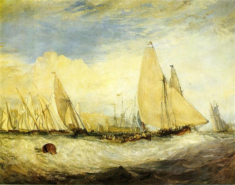 East Cowes Castle, the seat of J.Nash, Esq. the Regatta beating to windward peint par Joseph Mallord William Turner. C est une Peinture à l Huile sur Toile de 120.7 x 90.2 cm faite en 1828 ©W