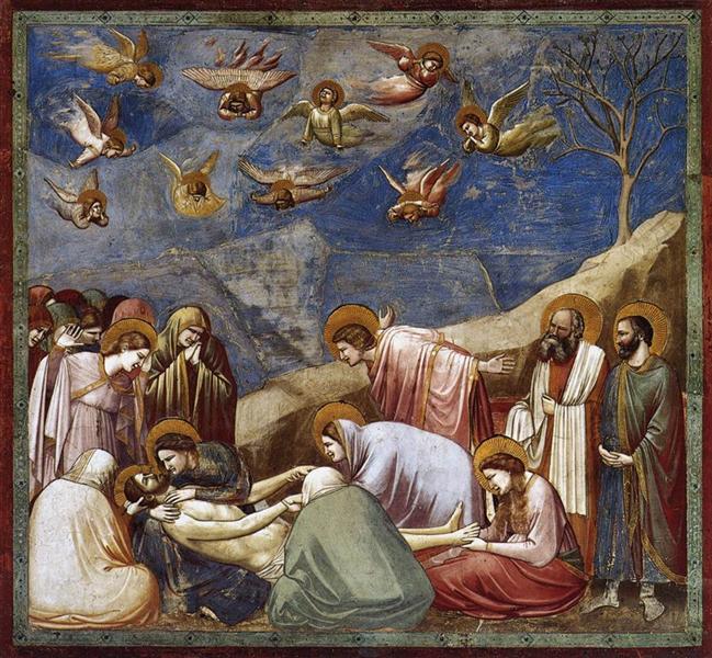 Lamentations sur la mort du Christ par Giotto. C est une Fresque faite entre 1304-1306 ©Wiki-art
