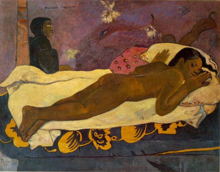 L'esprit des morts veille par Paul Gauguin est une Peinture à l Huile sur Toile de 73 x 92 cm faite en 1892 ©Wiki-art
