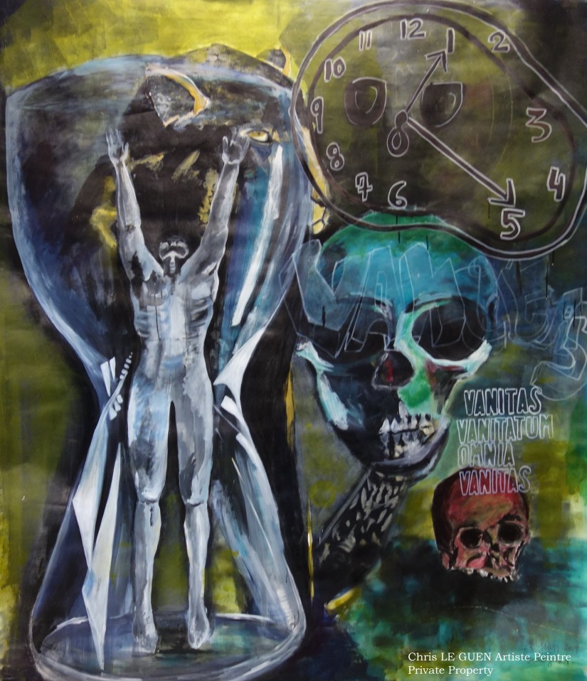 Vanité de Vanités, tout est Vanité a été dessiné par Chris Le Guen Artiste Plasticienne Peintre et Sculptrice