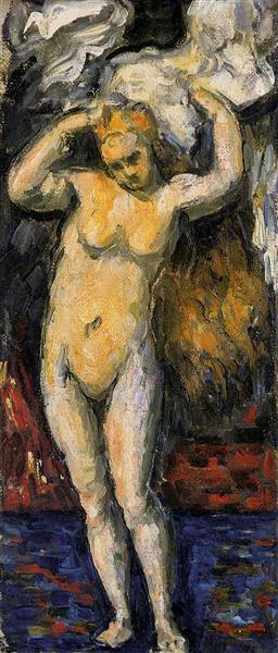 Standing Bather, Drying Her Hair de Paul Cézanne en 1869 ©Wiki-art