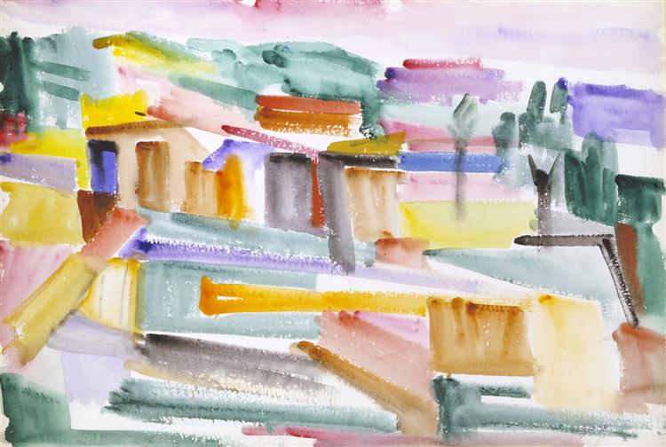 Country Scene de Giogio Cavallon en 1938 ©WikiArt