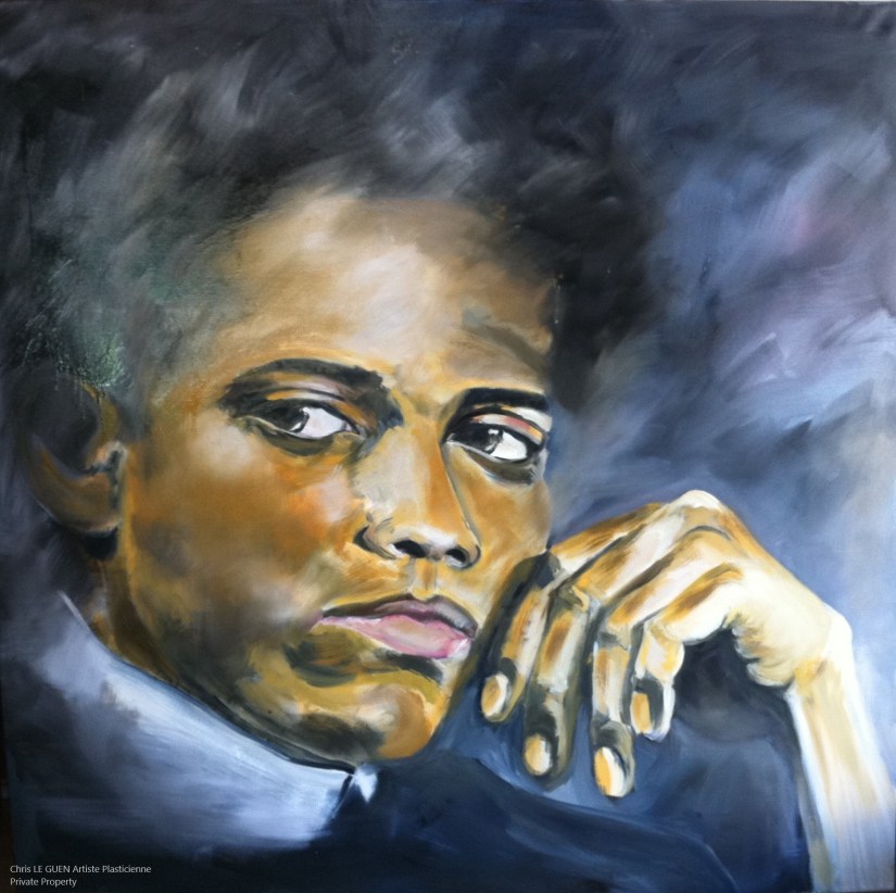 Chris Le Guen Artiste Plasticienne Peintre et Sculptrice peint Jean-Michel Basquiat