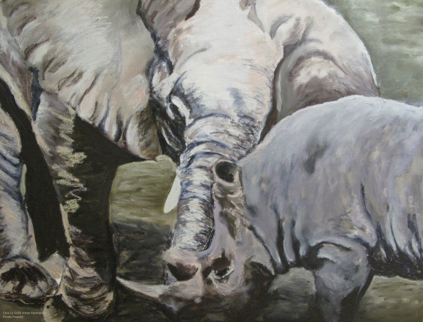 Chris Le Guen Artiste Plasticienne Peintre et Sculptrice peint La Rencontre