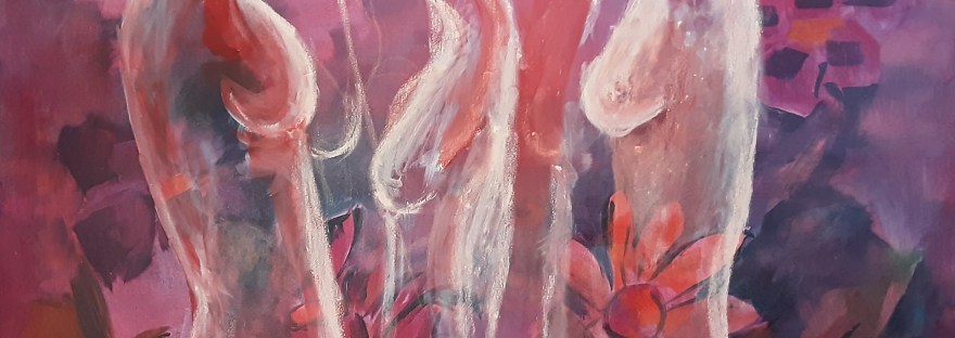 "Octobre Rose" - Toile en lin de 130 cm x 100 cm - Peinture à l'Huile et Peinture Pigments - 800€